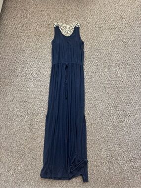 Women’s Navy Sleeveless Maxi Dress with Crochet Back